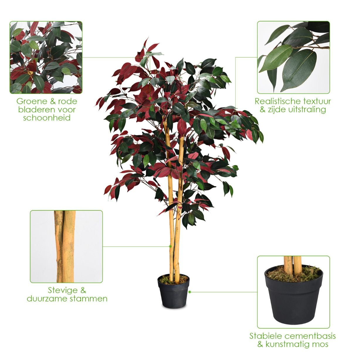 Coast 120 cm grote groene ficus boom in de pot met kunstmatige boom realistische groene planten