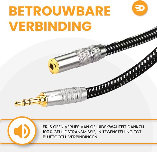 Drivv. Premium AUX Verlengkabel - 3 meter - Jack Male naar 3,5 mm Female - Audio Verlengkabel - Jack Verlengsnoer - Nylon