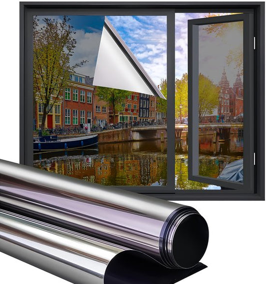 Homewell® Zonwerende Raamfolie - 60x200cm – Isolerend & Hittebestendig - Tegen Inkijk - HR++(+) Geschikt – 15% Spiegeleffect Zilver