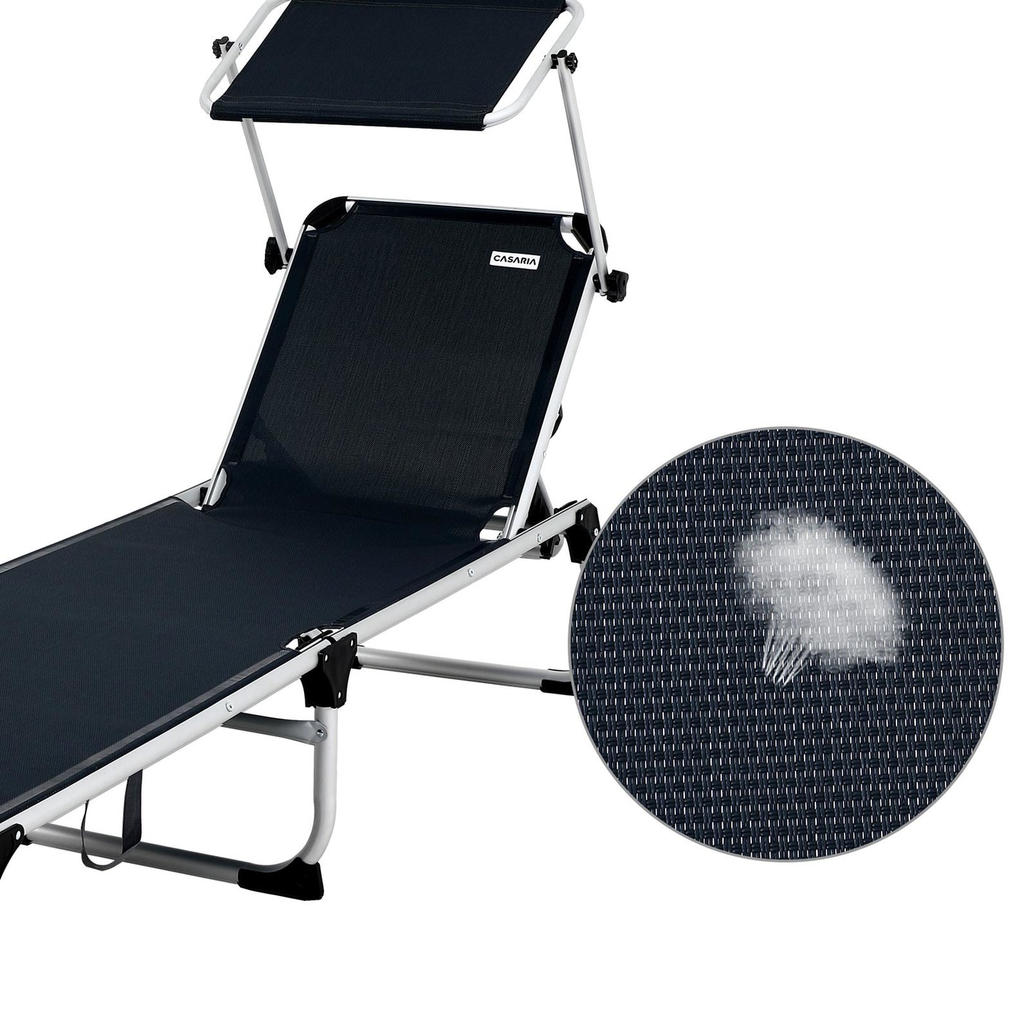 Casaria Ligstoel Malta Comfort – met Zonnedak 210 cm - Antraciet