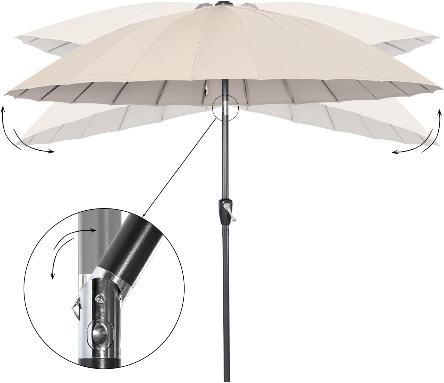 Angel Living Parasol Rond - Ø250 cm - Stevig - Beige