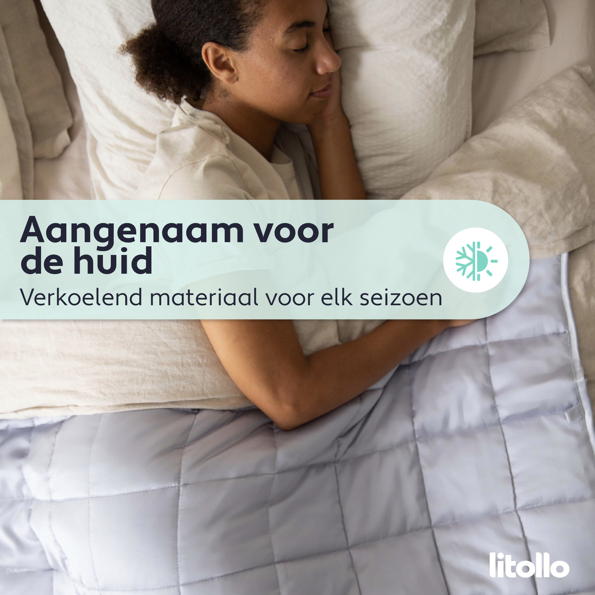 Litollo Bamboe Verzwaringsdeken 8 kg - Weighted blanket 150x200 cm - Grijs Zwaartedeken eenpersoons - Verzwaringsdekens te gebruiken met eigen dekbedovertrek - Verzwaarde deken - 4 seizoenen - Gewichtsdeken