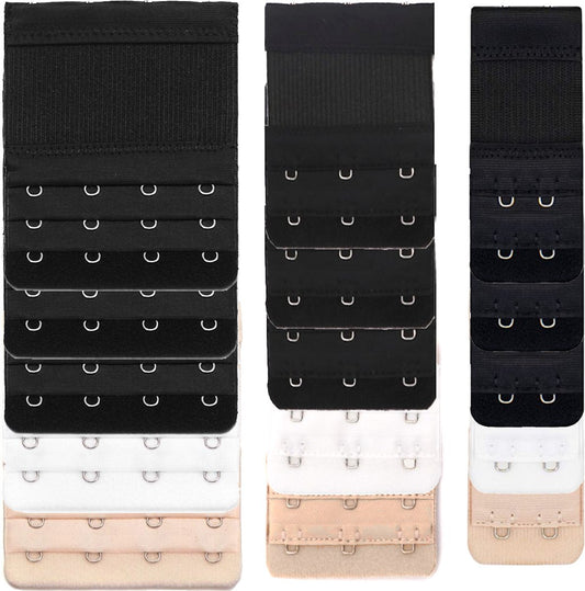 Bh-verlengstukken 2, 3 & 4 haaks - 15 stuks - Zwart, wit & beige