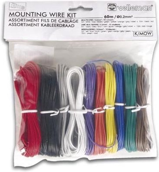 Velleman Set montagekabels - 10 kleuren - 60m - meeraderig
