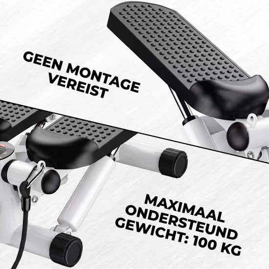 Fitby Stepper - Stepper Fitness - Mini Stepper - Hometrainer - Display - Met Weerstandsbanden - Wit