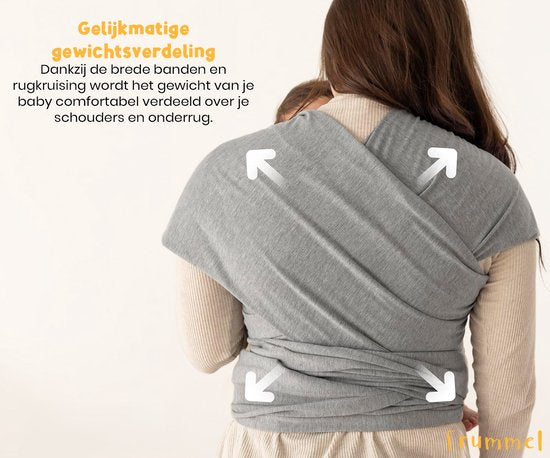 Frummel Baby Draagdoek Grijs - Draagzak - Baby Wrap - Baby carrier - Draagdoek geweven - Baby 0-36 maanden - Newborn