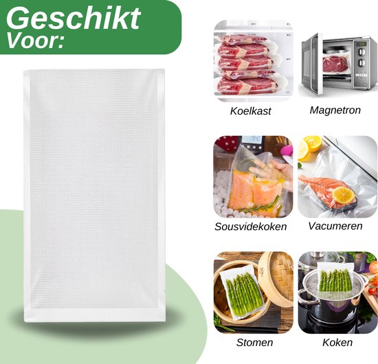Vaive Vacuumzakken Voedsel 17 x 25 - 100 stuks - Vacumeerzakken - Vacuum / sous vide zakken - BPA vrij