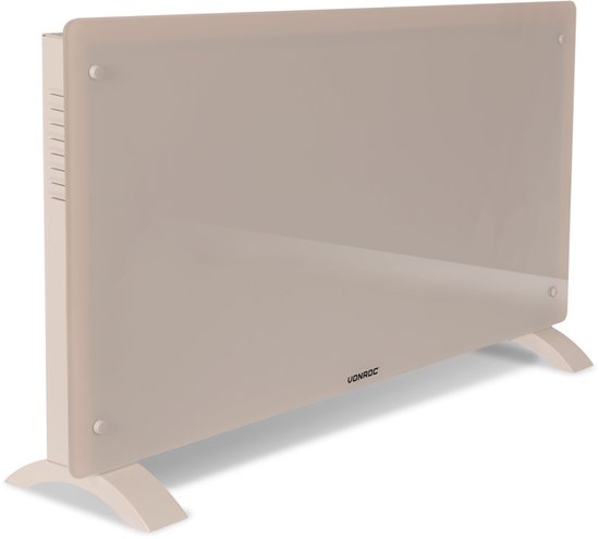 VONROC Luxe elektrische kachel - Convectorkachel met glazen paneel – 1250W/2500W- Verwarmt ruimtes tot 30m2 - Bediening zowel met app (via Wifi) als handmatig – Instelbare thermostaat en timer - Beige