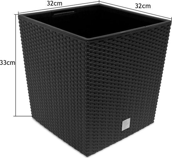 Deuba Bloempot Binnenbak Handgrepen Outdoor Rotan 35 Liter Antraciet 2 stuks