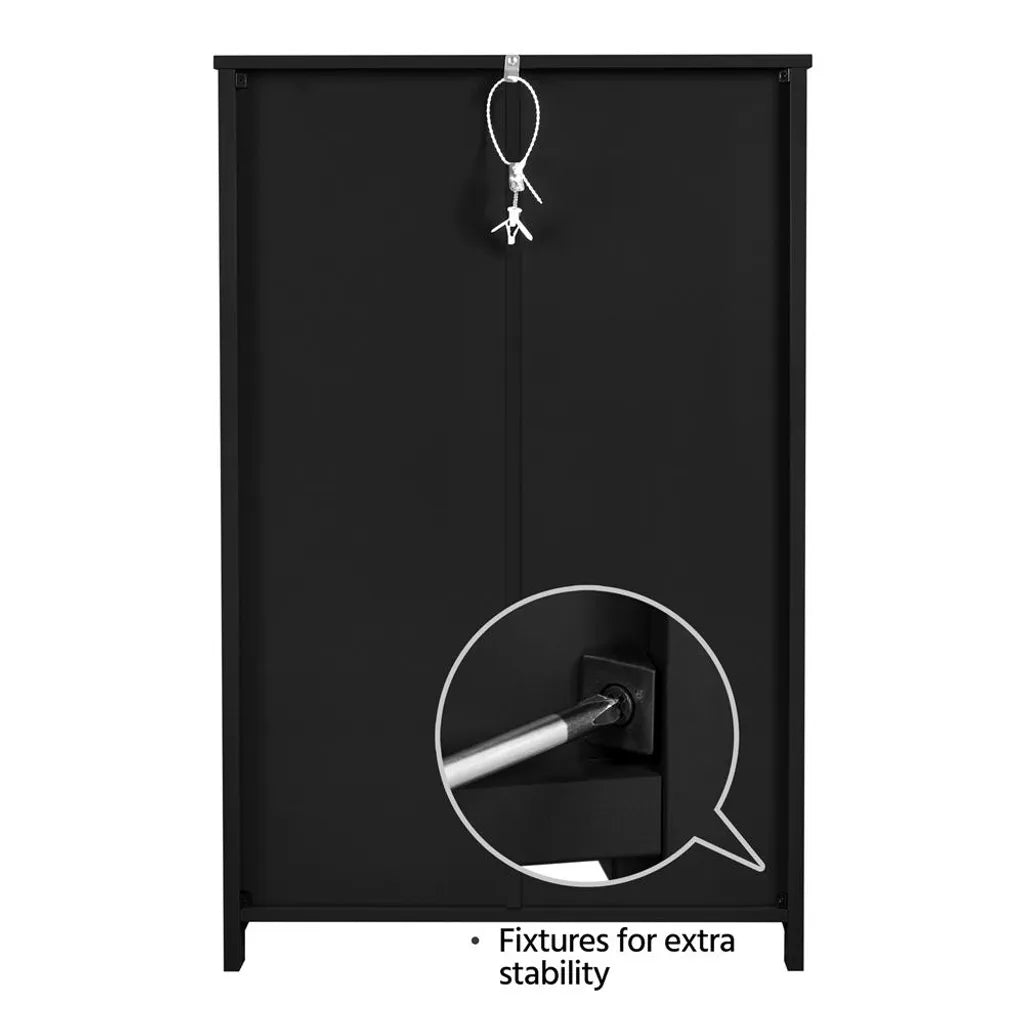Yaheetech Badkamerkast 55,5 x 29,5 x 86,5 cm - Zwart - Badkamermeubel met 3 Lades en Verstelbare Plank