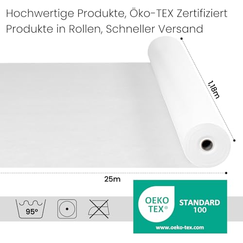 Woltu Wegwerp Tafelkleed Rol - Water- en Vlekbestendig - Wit - 1,2 x 25 m