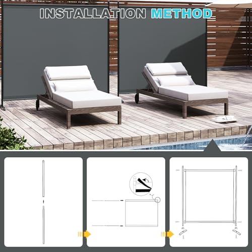 Woltu Paravent Privacy Scherm - Donkergrijs - 180 x 177 cm