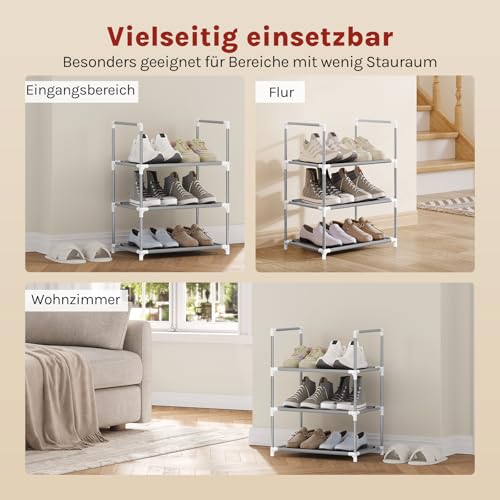 Woltu Schoenenrek 3-laags - Compacte Schoenenopberger met Smalle Planken, Grijs, 41 x 28 x 55 cm