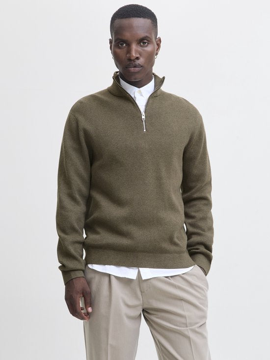 Jack & Jones Premium Gebreide Kwartrits Trui met Hoge Kraag - Ruime Fit - Maat XL