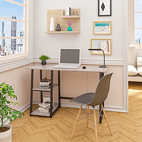 Woltu Bureau met Opbergruimte Industrieel Design - Grijs - 120 x 50 x 73 cm