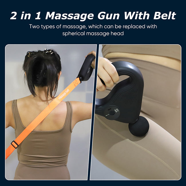 Massage Gun met Riem – Grijs, 0,5 kg, 25 cm x 7 cm x 5 cm