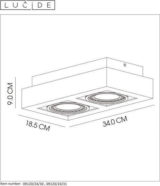 Lucide ZEFIX - Plafondspot (Plafondlamp) - LED Dim to warm - GU10 (ES111) - 2x12W 2200K/3000K - Zwart