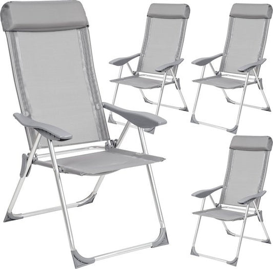 tectake® - Kampeerstoelen - Campingstoel -Tuinstoel - Opklapbaar - set van 4 - grijs - 402181