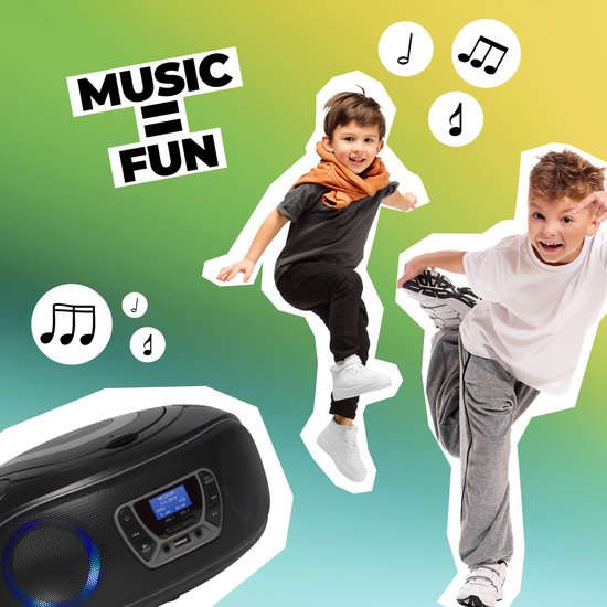 Denver Draagbare DAB Radio CD Speler Kinderen - Bluetooth - Lichteffecten - Boombox - AUX - FM - TDB212GREY