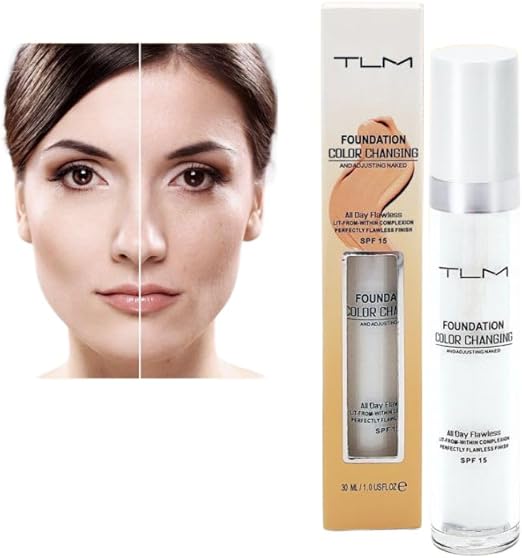 **TLM Foundation - kleurveranderende foundation - past zich automatisch aan jouw huidskleur aan - lichtgewicht, hydraterend en hypoallergeen - 24u dekking - waterproof - Ultra HD make-up**