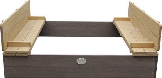 AXI Ella XL Houten Zandbak in Grijs/Bruin - Met Zitbankjes en Deksel - FSC hout - 120x120x20cm - Zandbak voor kinderen