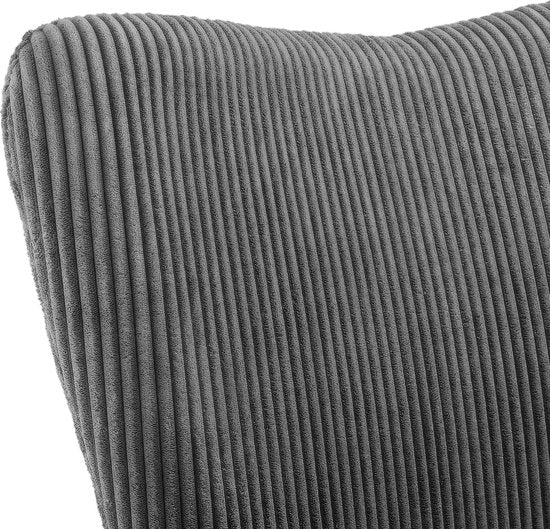 tectake® Oorfauteuil in Scandinavische stijl - Corduroy Hygge - Stoel voor woonkamer, slaapkamer - Loungefauteuil - Zwart metalen poten - Draagvermogen tot 150 kg - Grijs