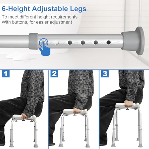 Eugad Douchezitje Verstelbaar - Ergonomisch, Antislip, Aluminium - Zilver