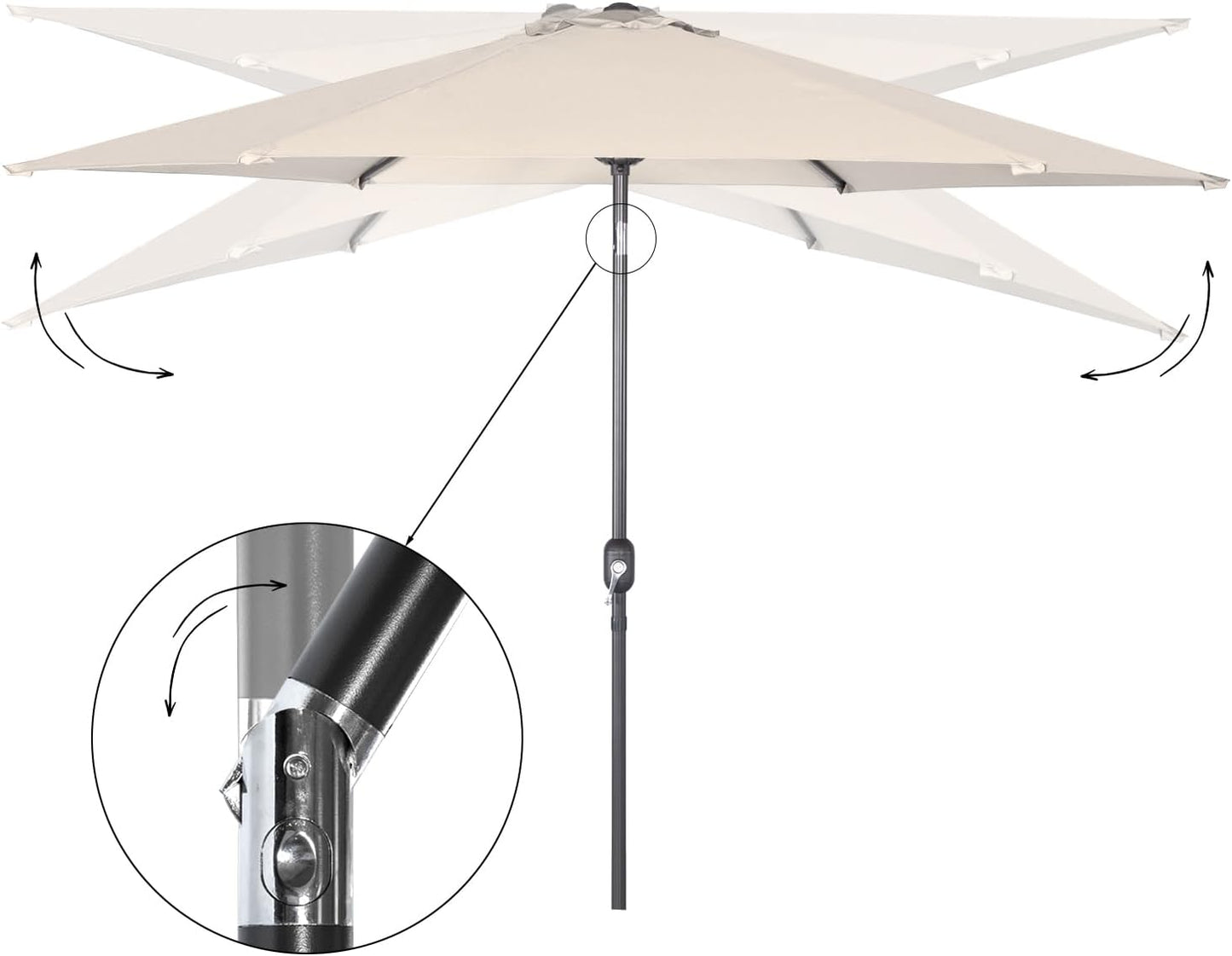 Angel Living Parasol - Ø300 cm - Kantelbaar - Créme