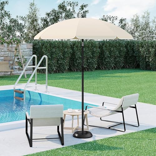 Woltu Parasol Beige - Diameter 135 cm - Verstelbare Hoogte en Kantelbare Hoek