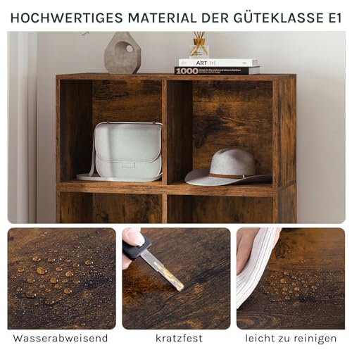 Woltu Boekenkast met 10 Vakken - Roomdivider en Trapplank - Rustiek Bruin - 120 x 120 x 30 cm
