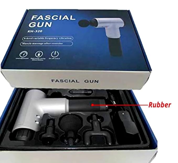 FASCIAL GUN KH-320 Draagbare elektrische diepe weefsel percussie spier- en lichaamsmassage-pistool met 6 snelheden, voor pijn- en stressverlichting met 4 massagekoppen (multi)