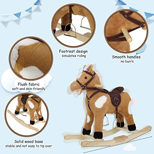 Woltu Hobbeldier voor Baby's met Geluid en Handgrepen - Pluche en PP Katoen - 74 x 65 x 34 cm