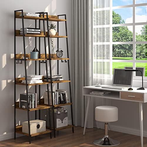 WOLTU open kast – Industrieel design met 4 haken – MDF en zwart metalen frame – 36 x 41 x 187 cm