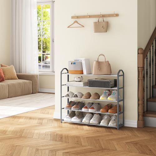 Woltu Schoenenrek met 5 Planken voor 20 Paar Schoenen - Stalen Frame Grijs - 79 x 19,5 x 79 cm
