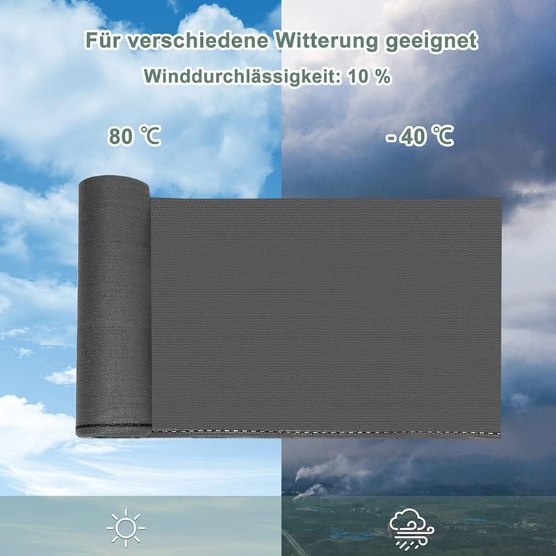 Woltu Hekscherm 1,5 x 25 m - Antraciet - HDPE Schaduwnet 150 g/m² - Inkijkbescherming en Windscherm