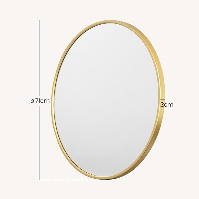 WOLTU MB6094gd04 - verlichte ronde wandspiegel - 71 cm - goud metalen frame