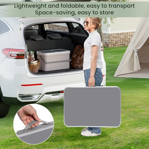Woltu Campingtafel CPT8135gr - Opvouwbare Reistafel met Handvat - Aluminium en MDF - Grijs - 70 x 50 x 60 cm