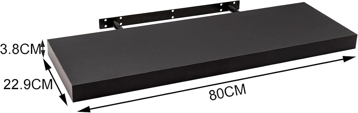 Woltu Zwevende Wandplank - 80x22,9x3,8 cm - Zwart - MDF Wandrek Modern en Ruimtebesparend