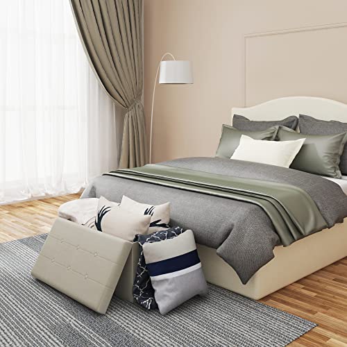 Woltu Opbergbank Velvet Crème 80L 76 x 37,5 x 38 cm