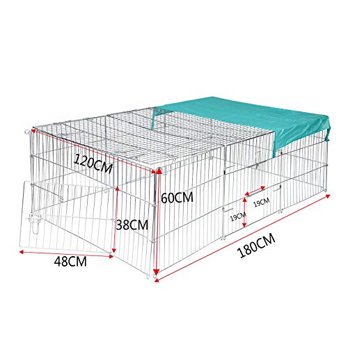 EUGAD Recinto Libero Konijnenren – Gegalvaniseerd Metaal – 180 x 120 x 60 cm