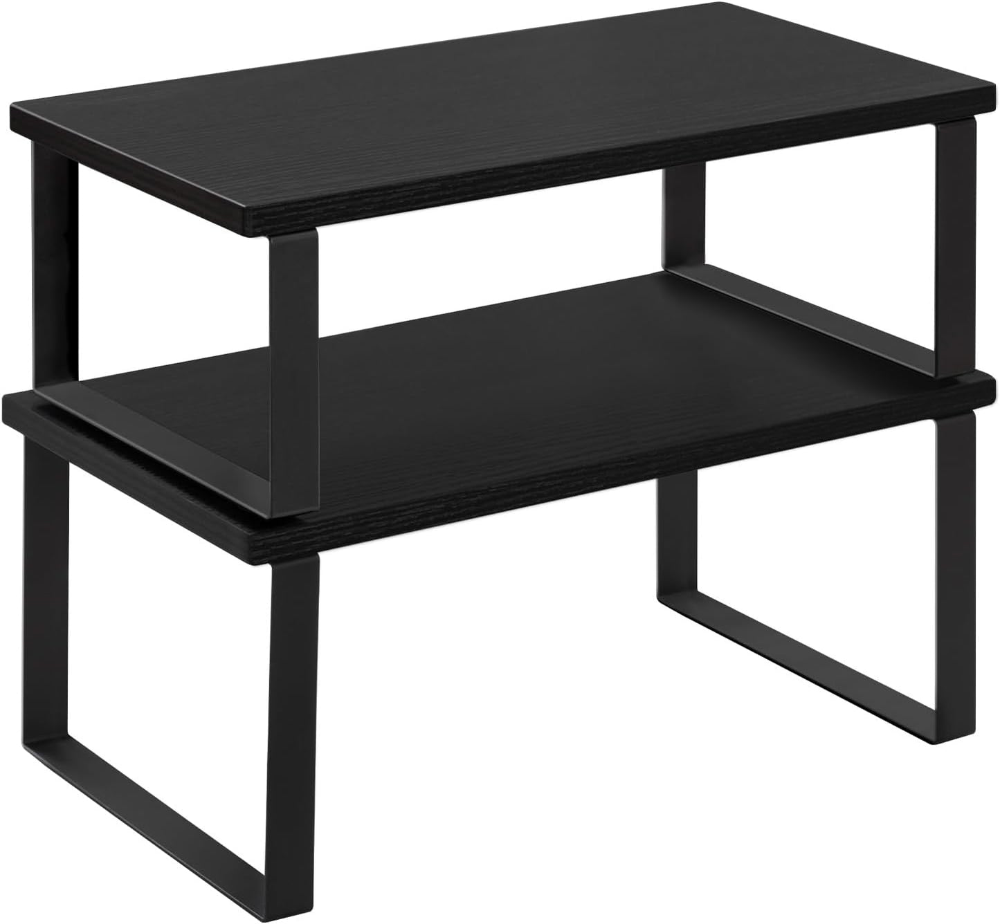 Woltu 2-delig Stapelbaar Kruidenrek - Zwart - MDF & Metaal - 34 x 19,5 x 15,5 cm