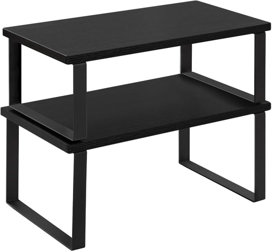 Woltu 2-delig Stapelbaar Kruidenrek - Zwart - MDF & Metaal - 34 x 19,5 x 15,5 cm