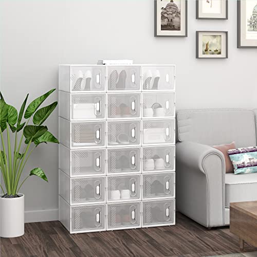Woltu Opbergdozen voor Schoenen - Kunststof - 18 Stuks - 25x19x35 cm - Transparant
