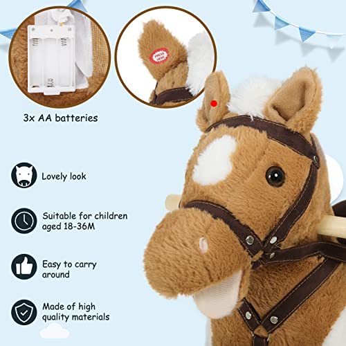 Woltu Hobbeldier voor Baby's met Geluid en Handgrepen - Pluche en PP Katoen - 74 x 65 x 34 cm