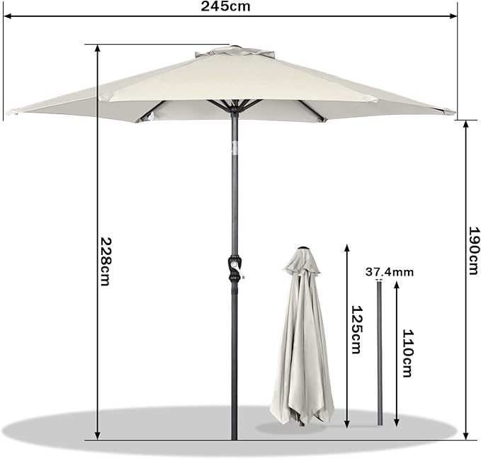 Angel Living Parasol - Ø250 cm - Kantelbaar - Créme