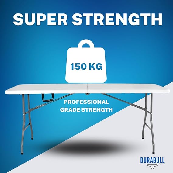 Durabull Plastic Vouwende Schraag Tafel - 1.8M Vouw in Half