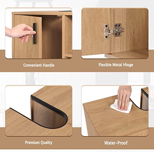 Eugad Badkamerkast onder de wasbak met deur en 2 open planken zwart 60 x 60,5 x 30 cm