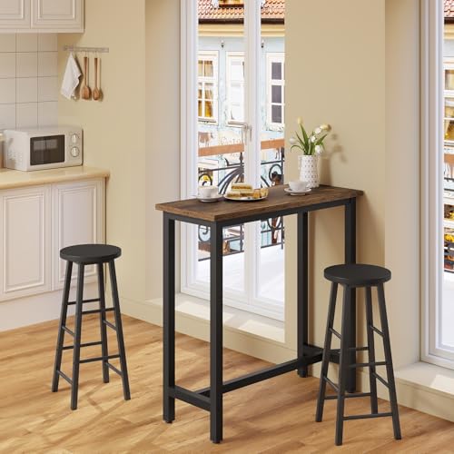 Woltu Bar tafel met metalen frame en spaanplaat blad - Vintage hout - 100 x 40 x 100 cm