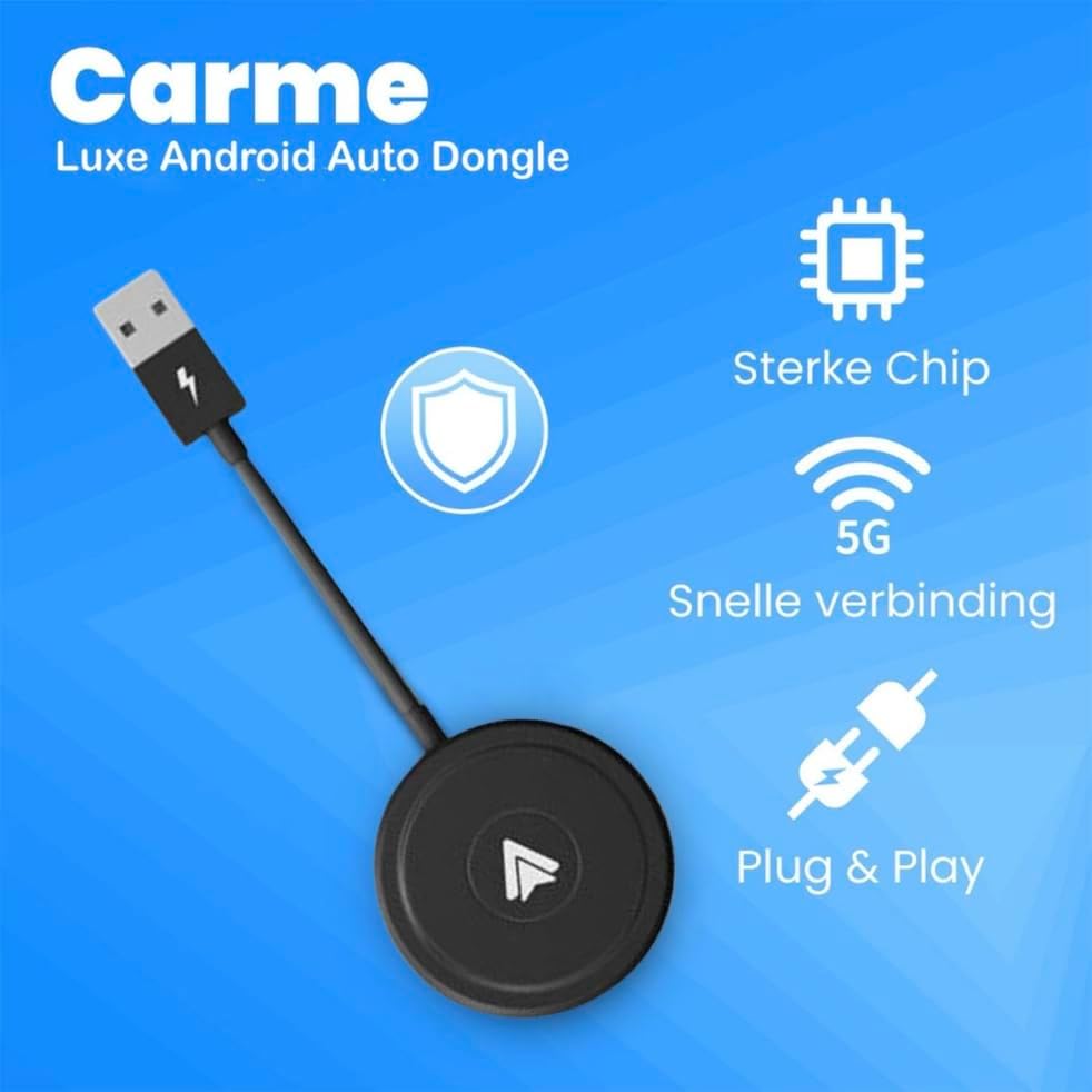 CarMe Luxe Android Auto Dongle - Draadloos Android Auto - USB-A & USB-C - 5GHz Verbinding - Automatische Verbinding - Compact Design - Zwart