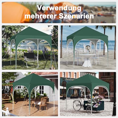 Woltu Vouwpaviljoen 2 x 2 m met 4 Afneembare Wanden Groen